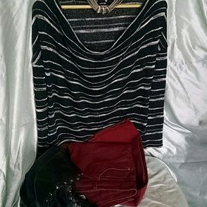 5/$25 APT. 9 black & silver striped sweater, size L